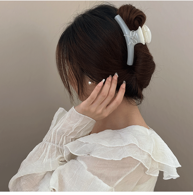 French Style Acrylic Bow Tie Hair Claws For Women In Black, Perfect Hairpin Accessory For Summer