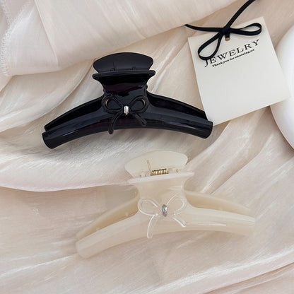 French Style Acrylic Bow Tie Hair Claws For Women In Black, Perfect Hairpin Accessory For Summer