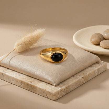 Geometric Rings For Women Made Of 304 Stainless Steel Featuring Electroplated 18K Real Gold Plated Shell Inlay
