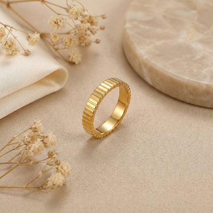 Geometric Rings For Women In 304 Stainless Steel Featuring Electroplated 18K Real Gold Plated With Rhinestones