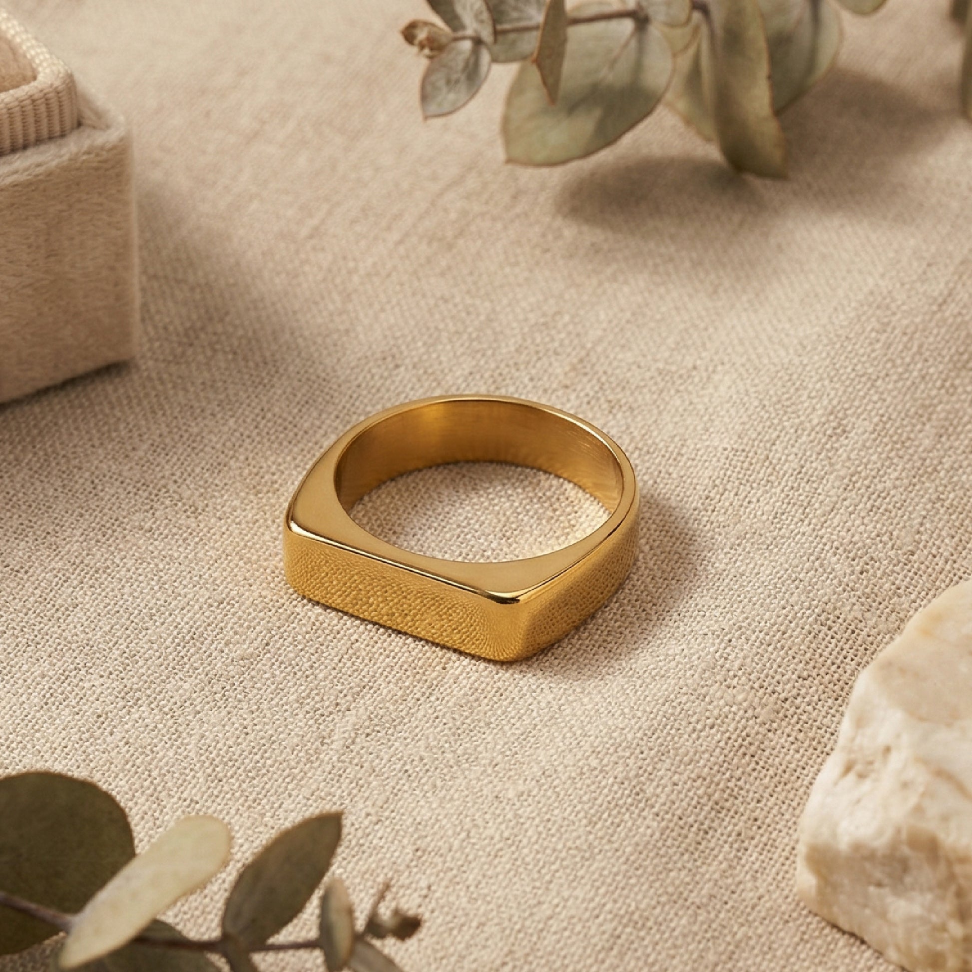Geometric Rings For Women In 304 Stainless Steel Featuring Electroplated 18K Real Gold Plated With Rhinestones