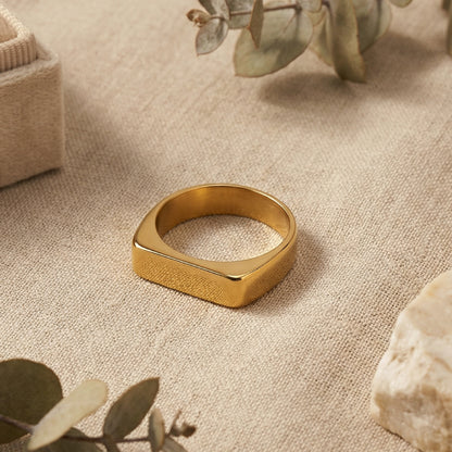 Geometric Rings For Women In 304 Stainless Steel Featuring Electroplated 18K Real Gold Plated With Rhinestones