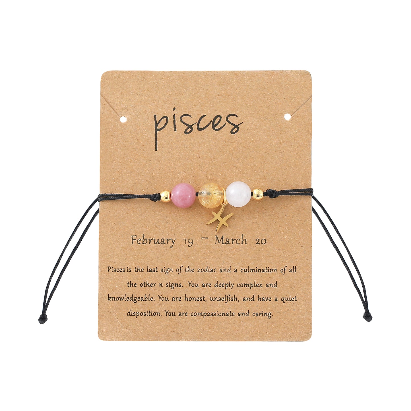 Unisex Drawstring Bracelets With Constellation Pattern, 18K Gold Plated Coating, Natural Stone Beaded Chain