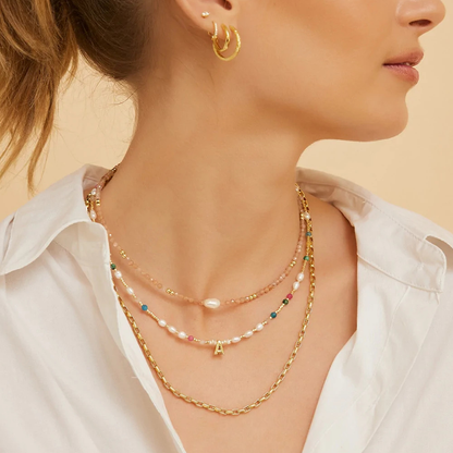 Women’s Necklace Featuring Crystal Pattern With Freshwater Pearl Inlay, Artificial Crystal Material, Beading Craft On Beaded Chain