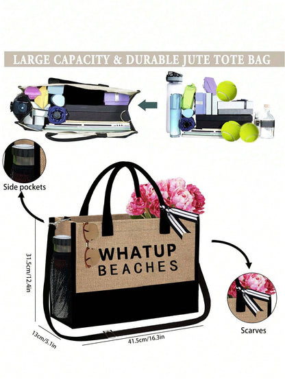 Unisex Polyester Beach Bag In Square Shape For All Seasons, Stylish And Durable