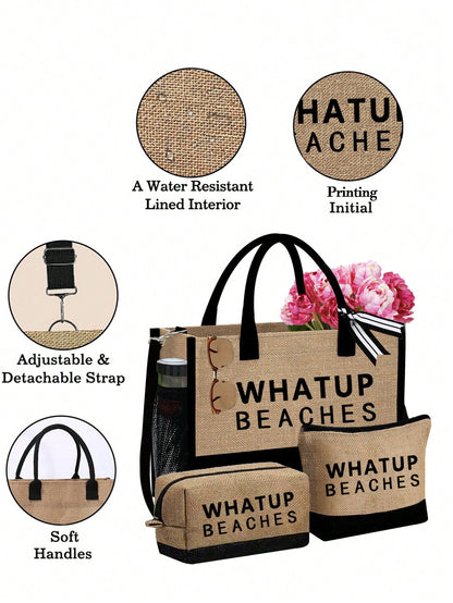 Unisex Polyester Beach Bag In Square Shape For All Seasons, Stylish And Durable
