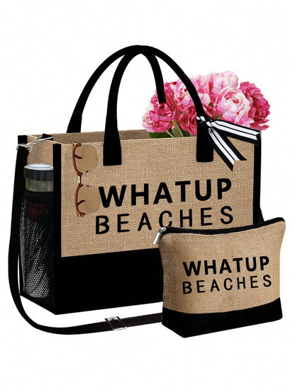 Unisex Polyester Beach Bag In Square Shape For All Seasons, Stylish And Durable