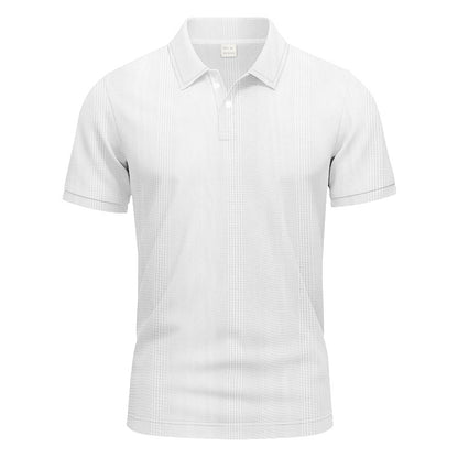 Solid Color Men's Polo Shirt With Short Sleeve, Lapel Collar, Regular Fit, And Polyester Fabric