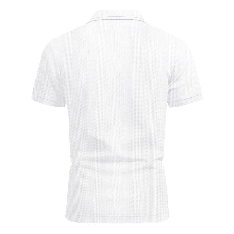 Solid Color Men's Polo Shirt With Short Sleeve, Lapel Collar, Regular Fit, And Polyester Fabric