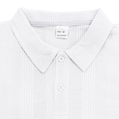 Solid Color Men's Polo Shirt With Short Sleeve, Lapel Collar, Regular Fit, And Polyester Fabric