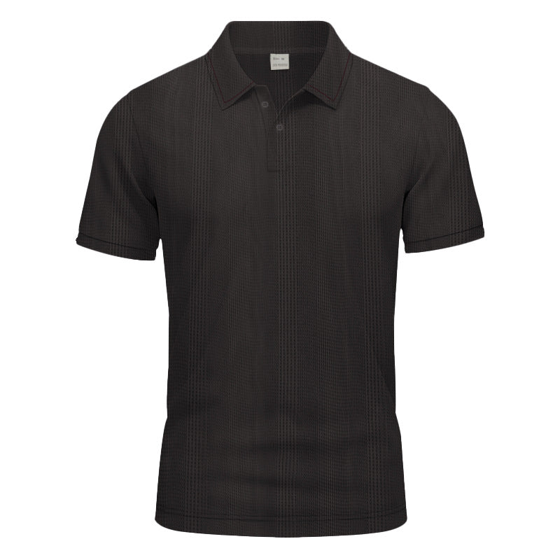 Solid Color Men's Polo Shirt With Short Sleeve, Lapel Collar, Regular Fit, And Polyester Fabric