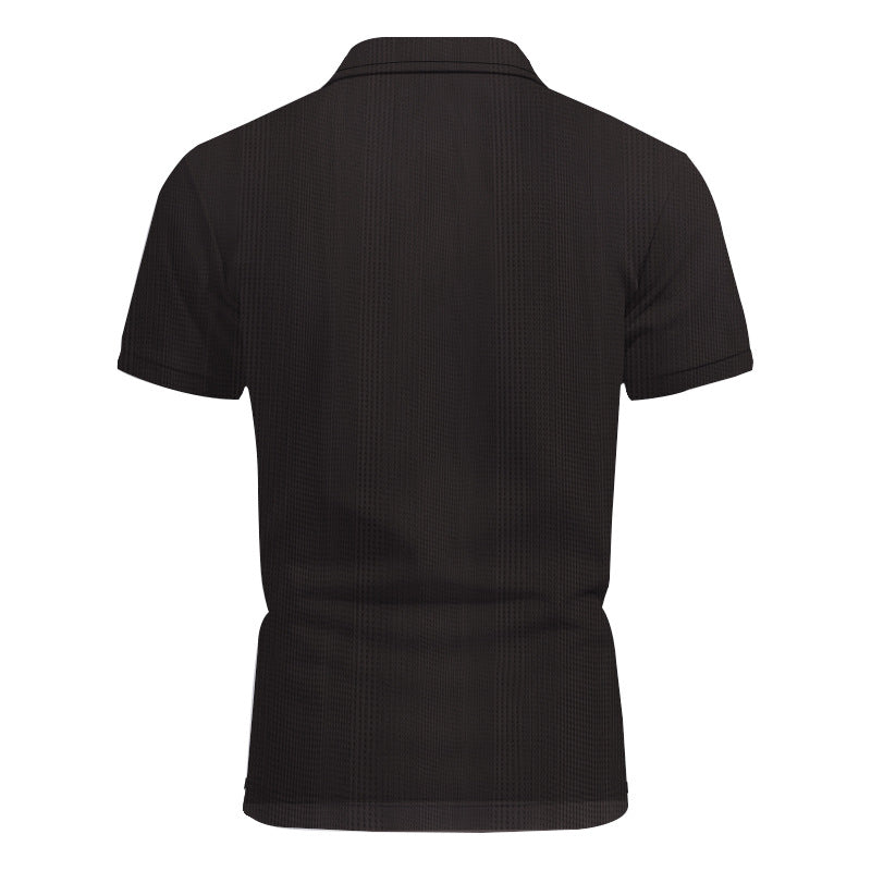 Solid Color Men's Polo Shirt With Short Sleeve, Lapel Collar, Regular Fit, And Polyester Fabric