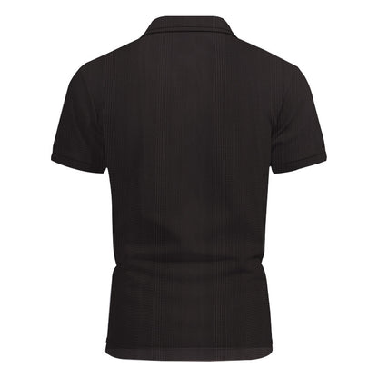 Solid Color Men's Polo Shirt With Short Sleeve, Lapel Collar, Regular Fit, And Polyester Fabric