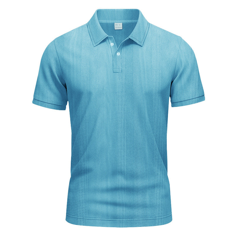 Solid Color Men's Polo Shirt With Short Sleeve, Lapel Collar, Regular Fit, And Polyester Fabric