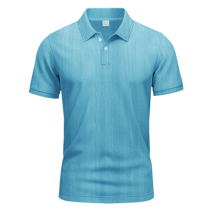 Solid Color Men's Polo Shirt With Short Sleeve, Lapel Collar, Regular Fit, And Polyester Fabric