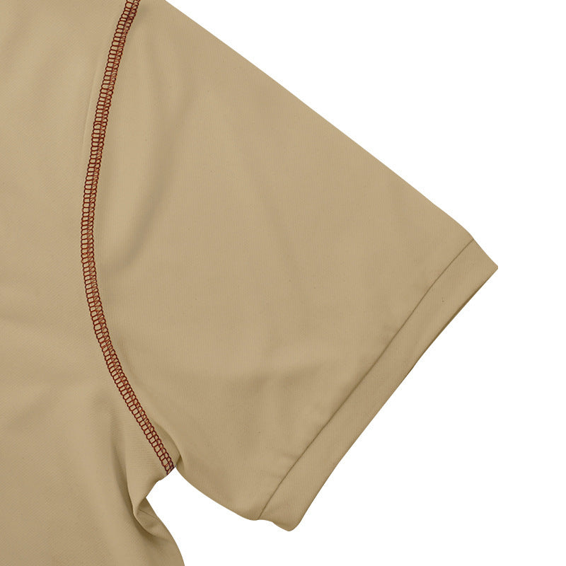 Solid Color Short Sleeve Elastane T-shirt For Men With Standing Collar In Skinny Fit