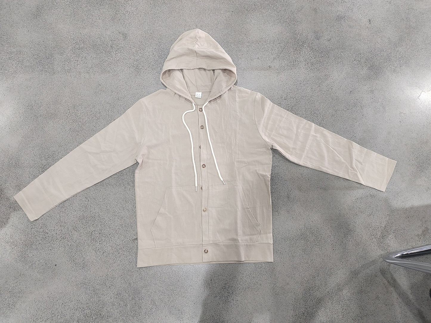 Solid Color Linen Long Sleeve Blouse For Men With Hooded Pullover Design