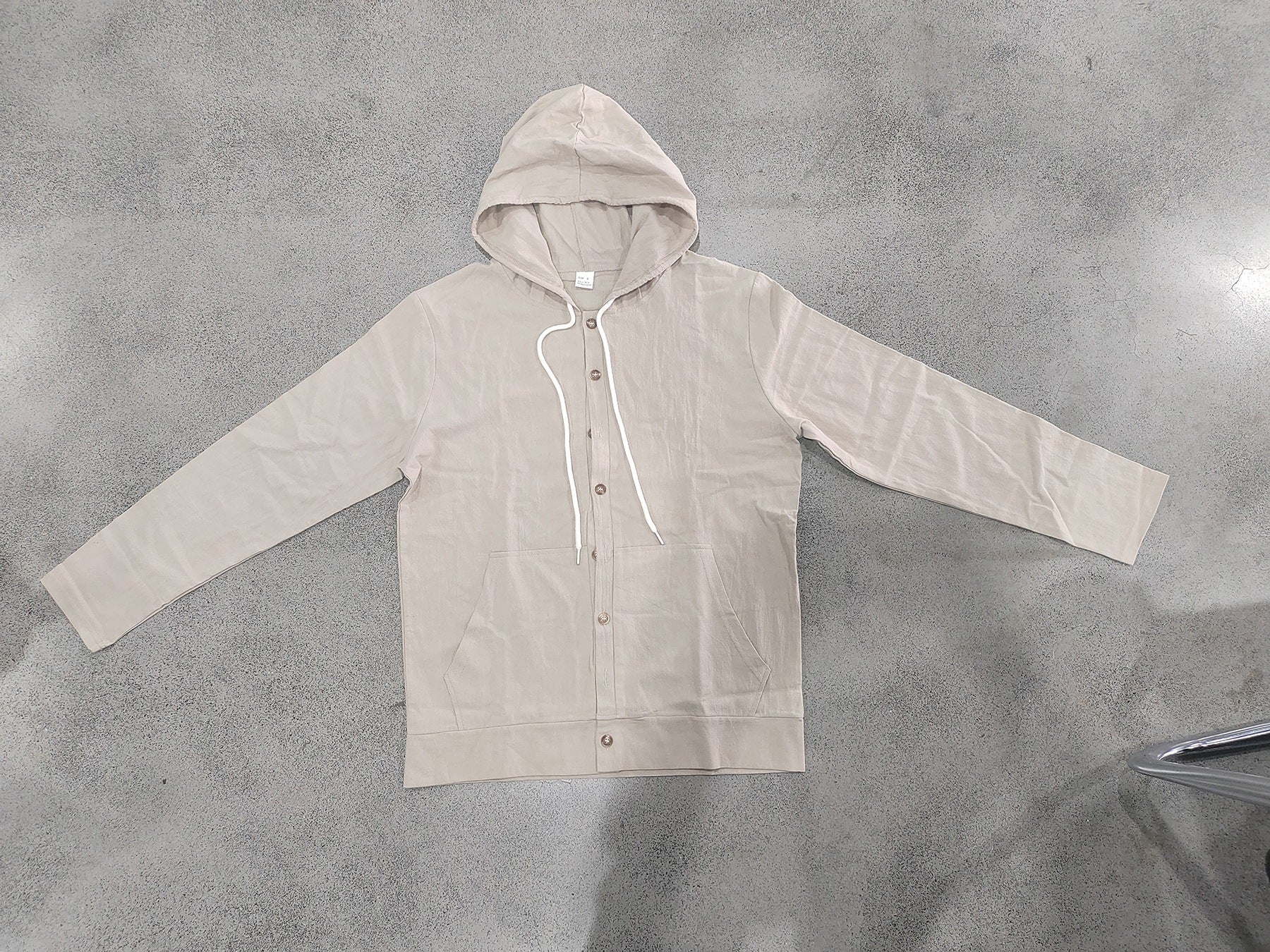 Solid Color Linen Long Sleeve Blouse For Men With Hooded Pullover Design