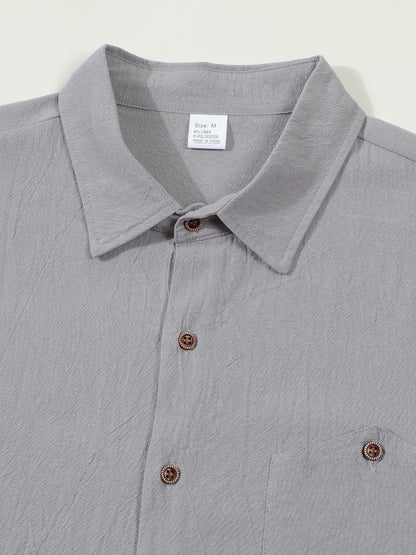 Solid Color Linen Long Sleeve Casual Blouse For Men With Hooded Design