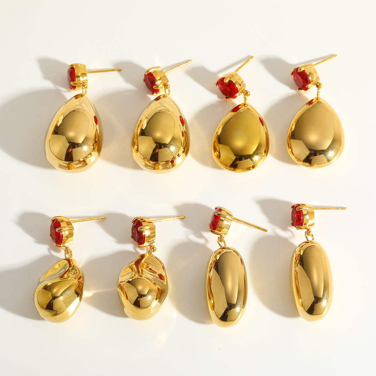 Geometric Earrings For Women In 18K Real Gold Plated 304 Stainless Steel With Glass Inlay For New Year