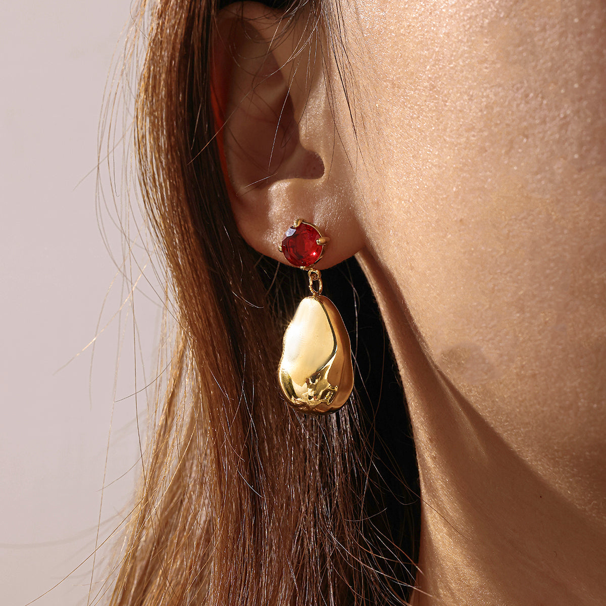 Geometric Earrings For Women In 18K Real Gold Plated 304 Stainless Steel With Glass Inlay For New Year