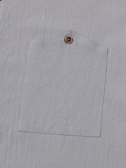Solid Color Linen Long Sleeve Casual Blouse For Men With Hooded Design