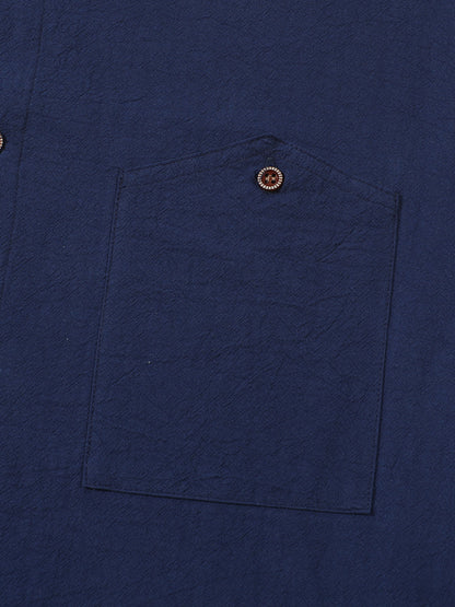 Solid Color Linen Long Sleeve Casual Blouse For Men With Hooded Design