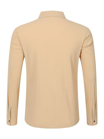 Solid Color Linen Long Sleeve Casual Blouse For Men With Hooded Design