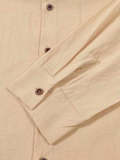 Solid Color Linen Long Sleeve Casual Blouse For Men With Hooded Design