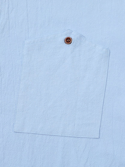 Solid Color Linen Long Sleeve Casual Blouse For Men With Hooded Design