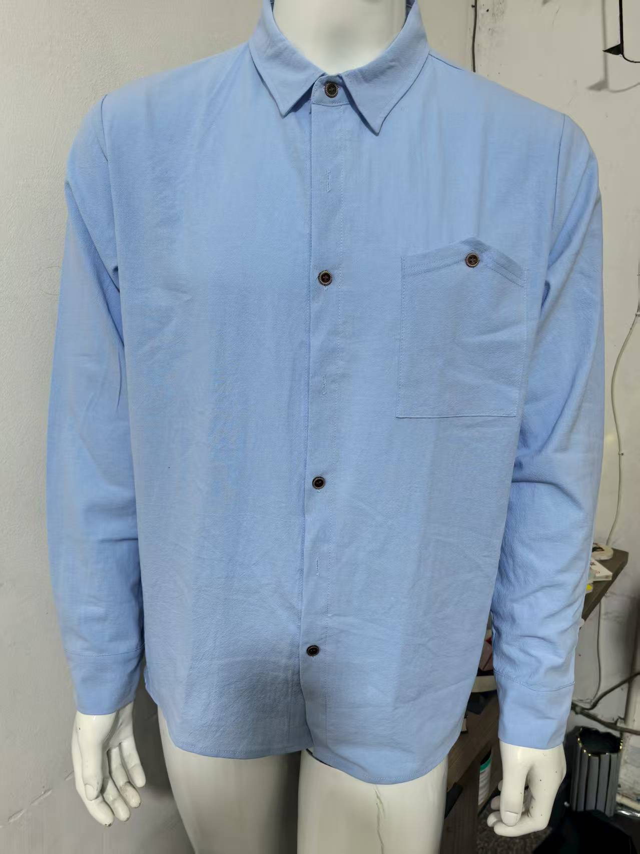 Solid Color Linen Long Sleeve Casual Blouse For Men With Hooded Design