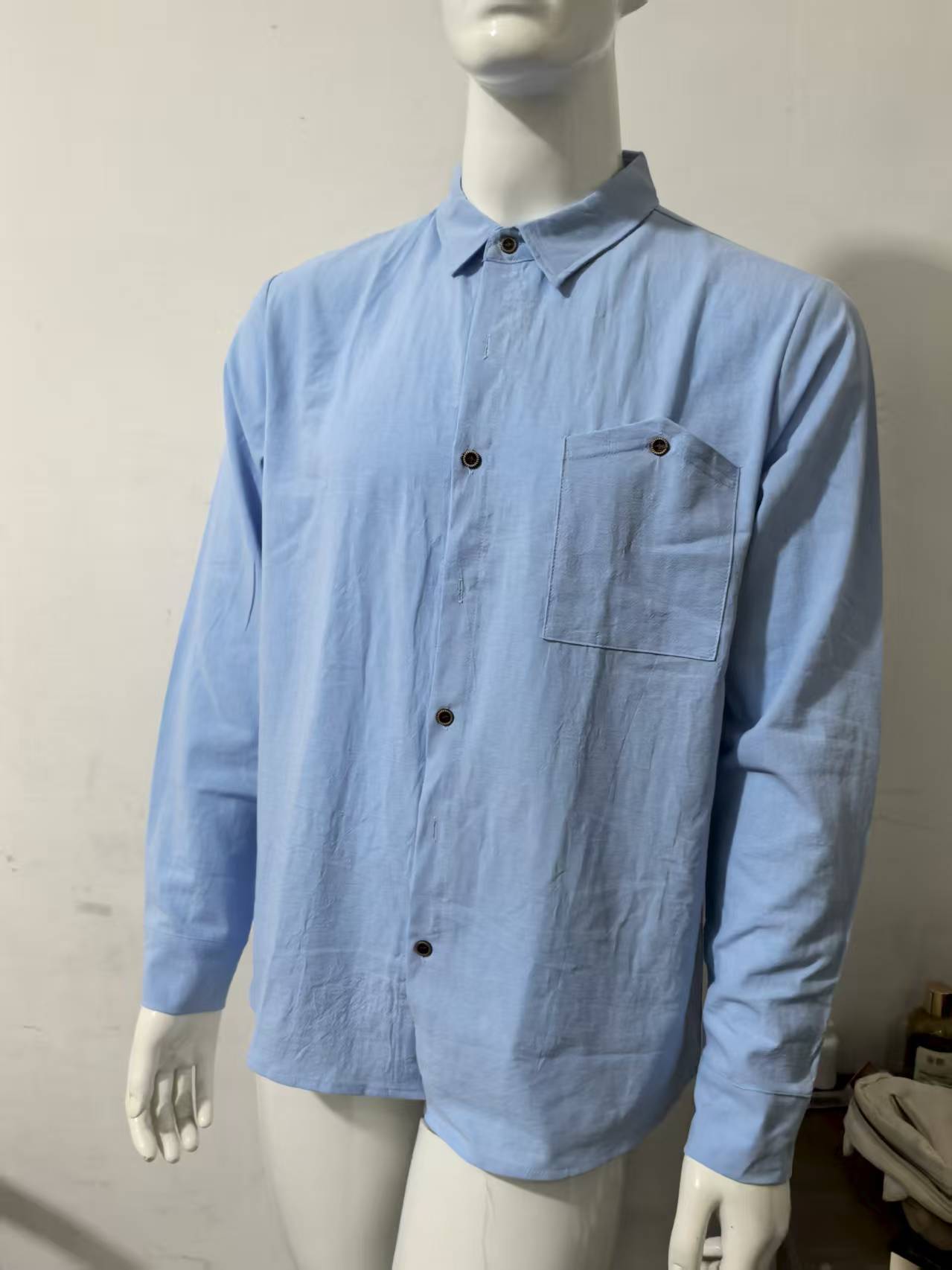 Solid Color Linen Long Sleeve Casual Blouse For Men With Hooded Design