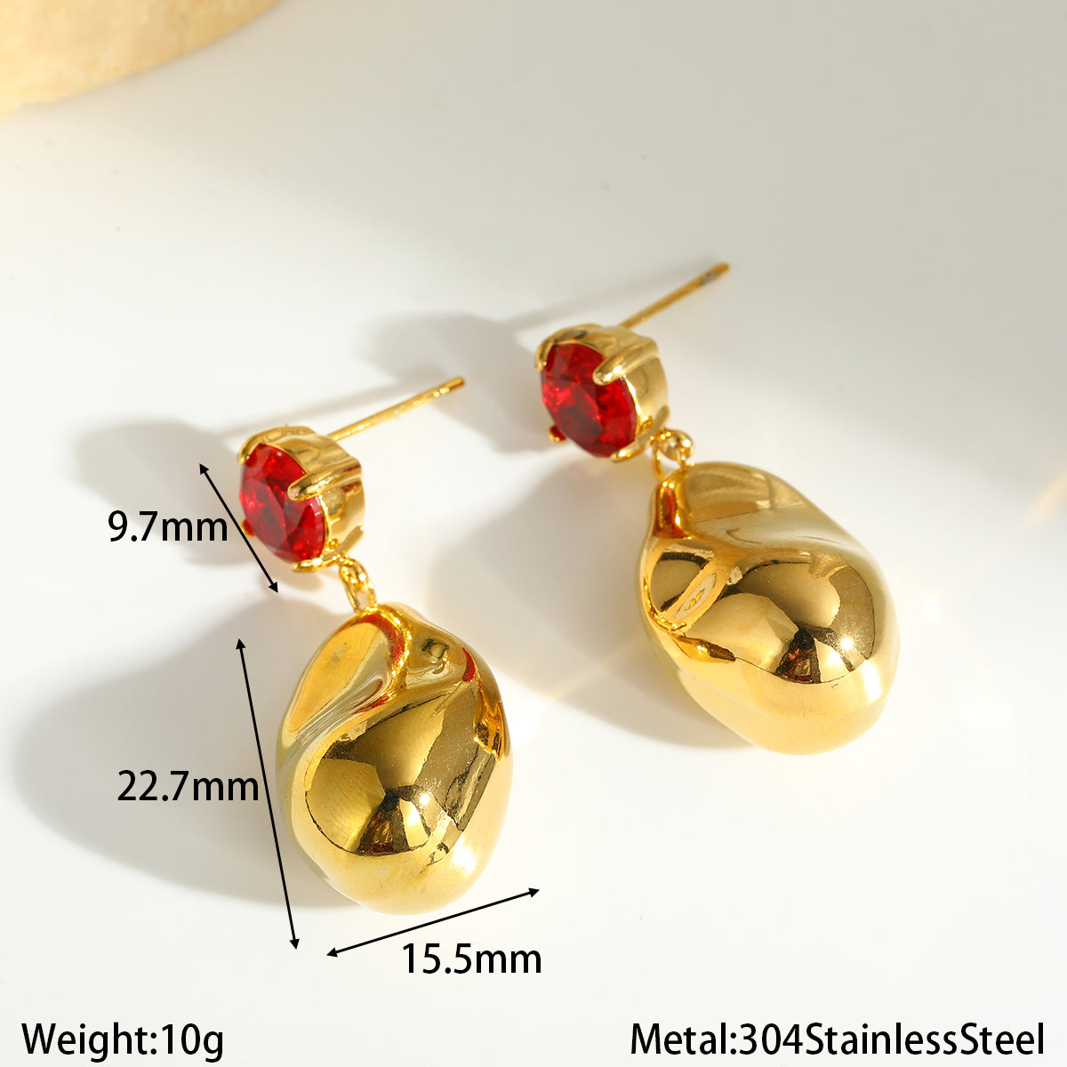 Geometric Earrings For Women In 18K Real Gold Plated 304 Stainless Steel With Glass Inlay For New Year