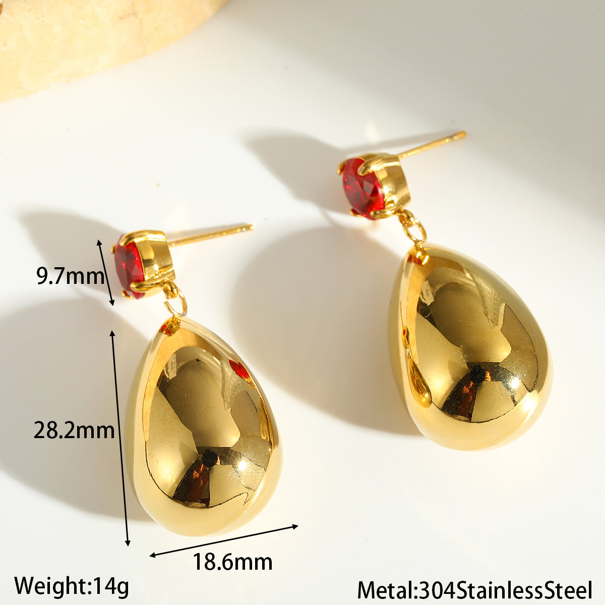 Geometric Earrings For Women In 18K Real Gold Plated 304 Stainless Steel With Glass Inlay For New Year