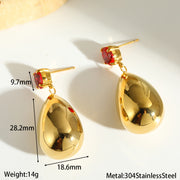 Water Drop Gold Red Earrings