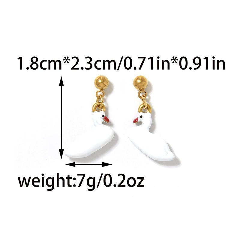Cute Penguin Stud Earrings For Women In 304 Stainless Steel With 18K Gold Plated Electroplated Finish
