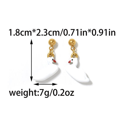 Cute Penguin Stud Earrings For Women In 304 Stainless Steel With 18K Gold Plated Electroplated Finish