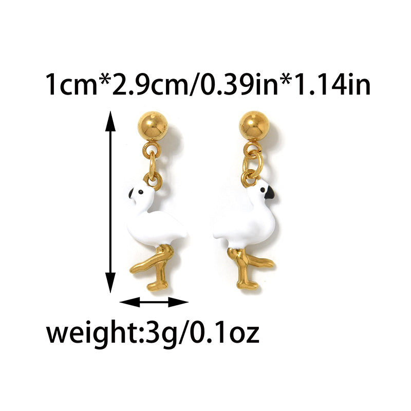 Cute Penguin Stud Earrings For Women In 304 Stainless Steel With 18K Gold Plated Electroplated Finish