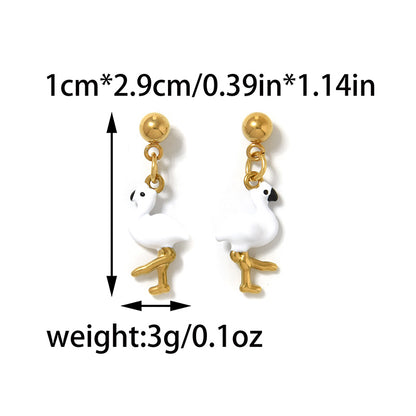 Cute Penguin Stud Earrings For Women In 304 Stainless Steel With 18K Gold Plated Electroplated Finish