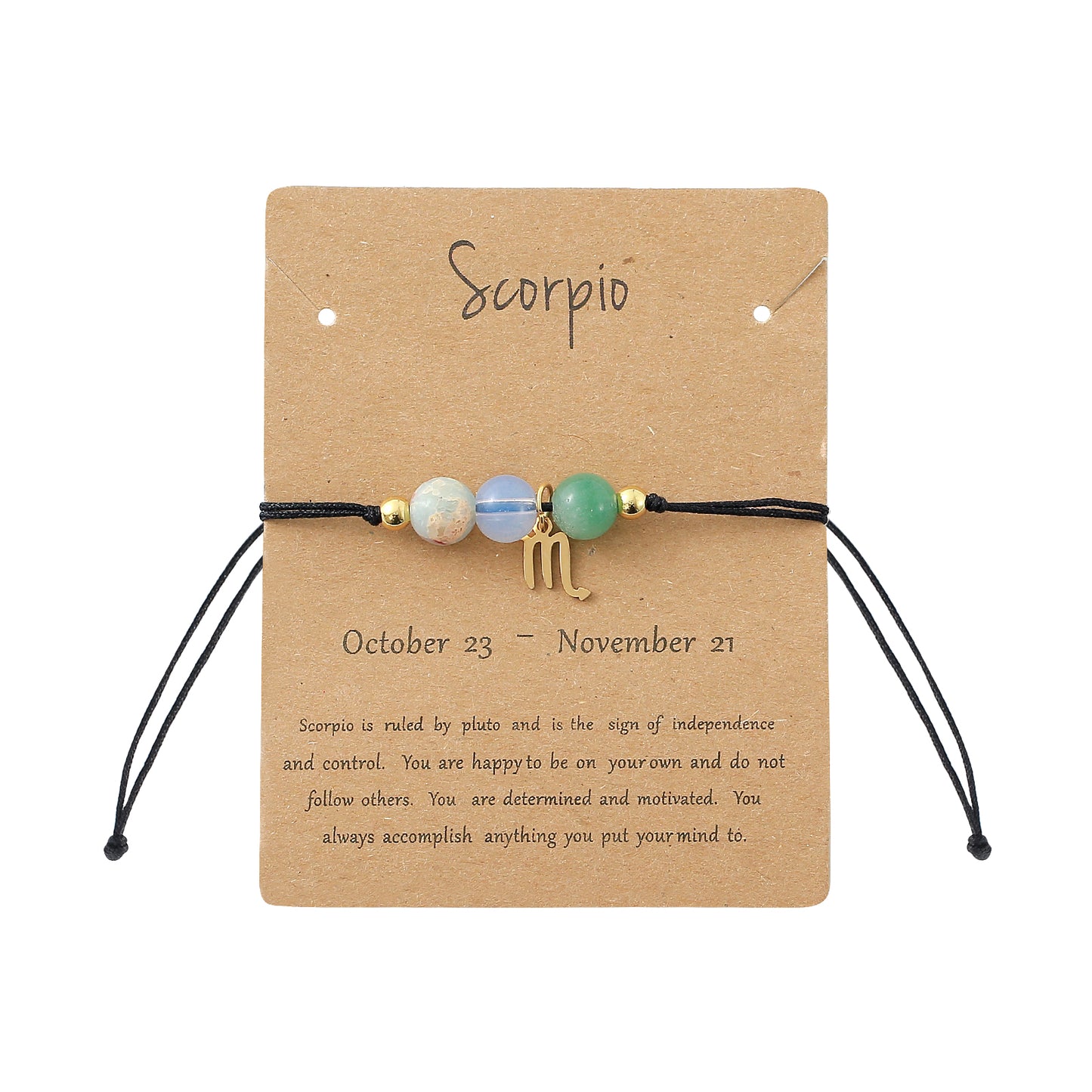 Unisex Drawstring Bracelets With Constellation Pattern, 18K Gold Plated Coating, Natural Stone Beaded Chain