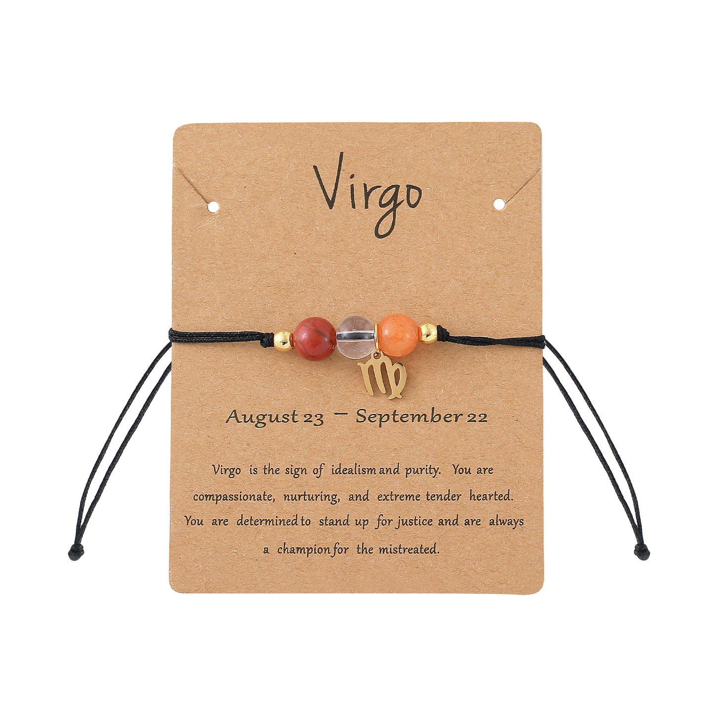 Unisex Drawstring Bracelets With Constellation Pattern, 18K Gold Plated Coating, Natural Stone Beaded Chain