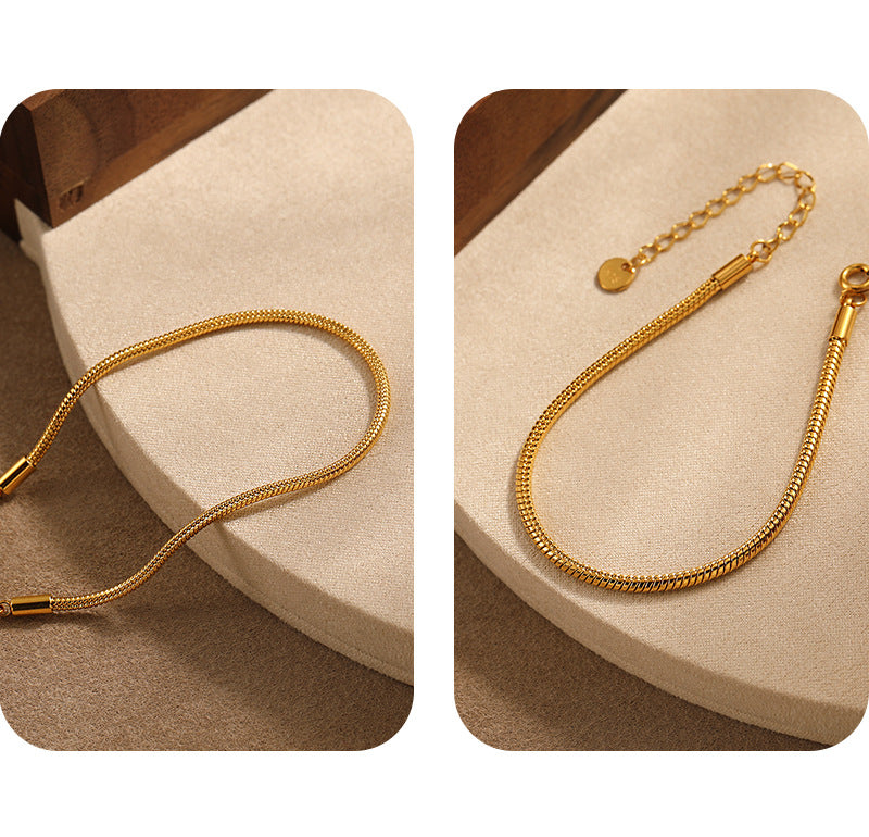 Snake Pattern Bracelet For Men And Women, Made Of Durable Titanium Steel In Golden Color