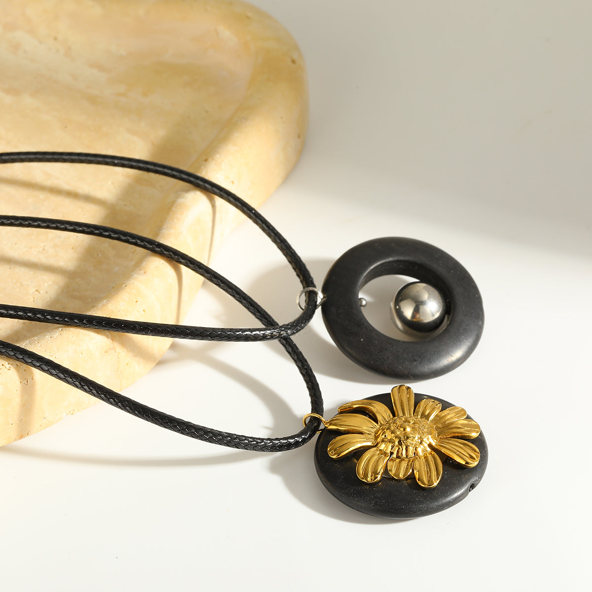 Geometric Earrings For Women, 304 Stainless Steel With 18K Gold Plated Finish And Natural Stone Inlay