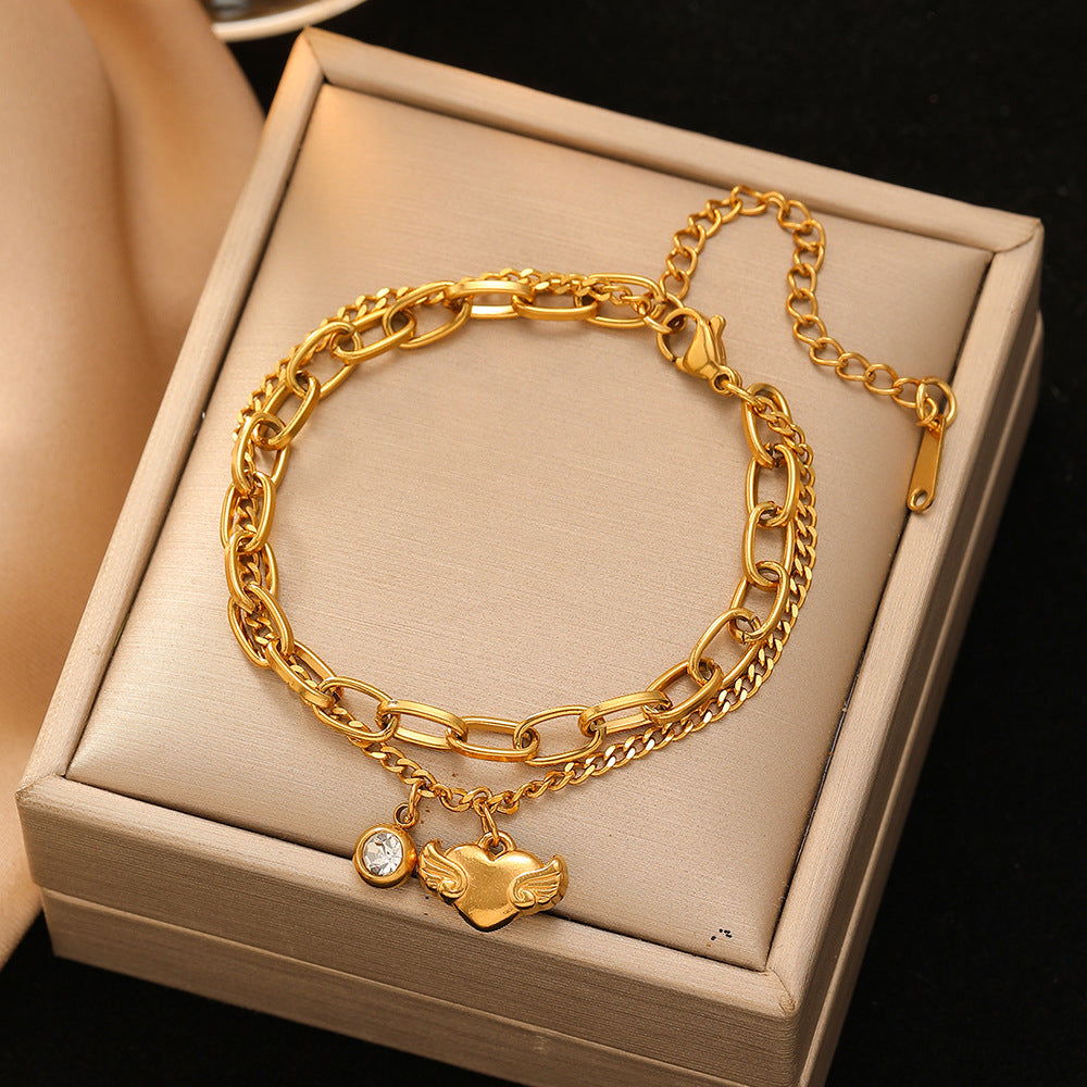 Heart Shape Bracelet For Women Featuring 18K Real Gold Plated Finish