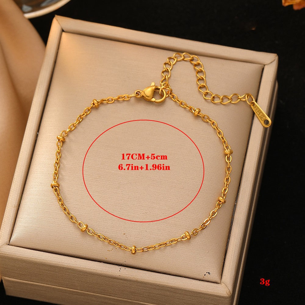 Stainless Steel Female Heart-shaped Bracelet, Zircon Inlaid And PVD Coated Gold-plated Process, 1 Set