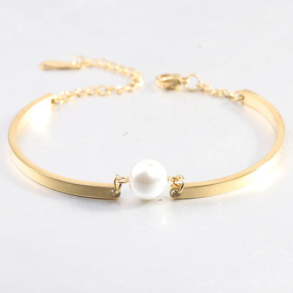 Pearl Bracelet For Women Made Of Durable 304 Stainless Steel In Elegant Steel Color