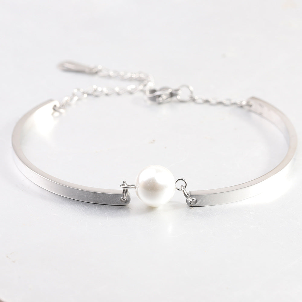 Pearl Bracelet For Women Made Of Durable 304 Stainless Steel In Elegant Steel Color