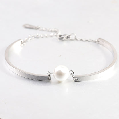 Pearl Bracelet For Women Made Of Durable 304 Stainless Steel In Elegant Steel Color