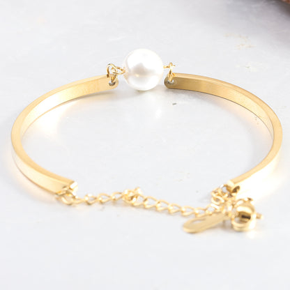 Pearl Bracelet For Women Made Of Durable 304 Stainless Steel In Elegant Steel Color