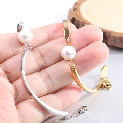Pearl Bracelet For Women Made Of Durable 304 Stainless Steel In Elegant Steel Color